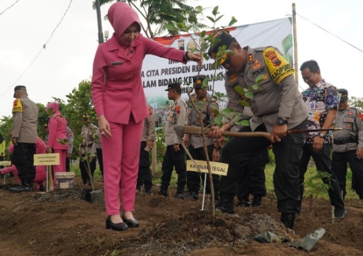 Wujudkan ketahanan pangan, Polres Tegal tanam pohon buah dan pangan Wujudkan ketahanan pangan, Polres Tegal tanam pohon buah dan pangan