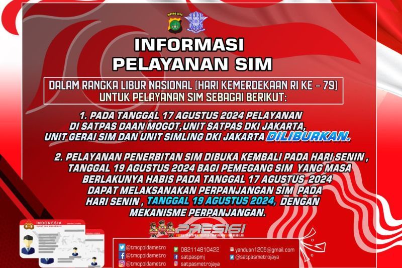 Lima lokasi layanan SIM Keliling di Jakarta pada Senin