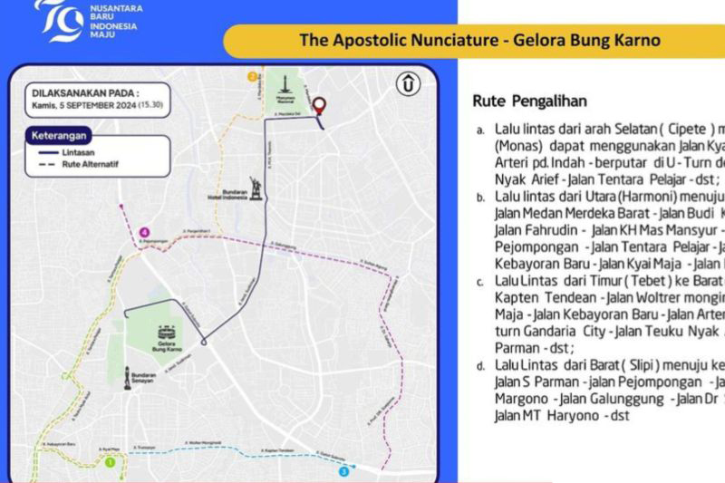 Dishub DKI berlakukan rekayasa lalu lintas saat kunjungan Paus Dishub DKI berlakukan rekayasa lalu lintas saat kunjungan Paus