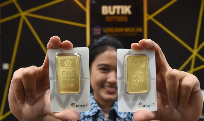 Harga emas Antam Rabu melonjak Rp12.000 jadi Rp1,411 juta per gram