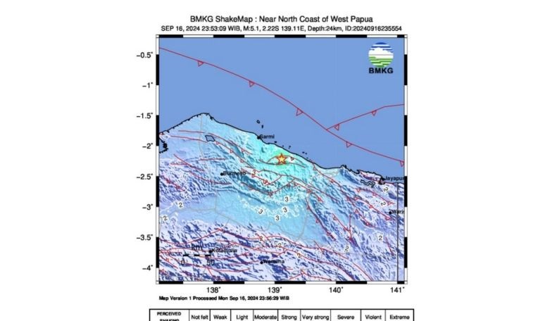 Gempa 5,1 magnitudo guncang Sarmi Papua Gempa 5,1 magnitudo guncang Sarmi Papua