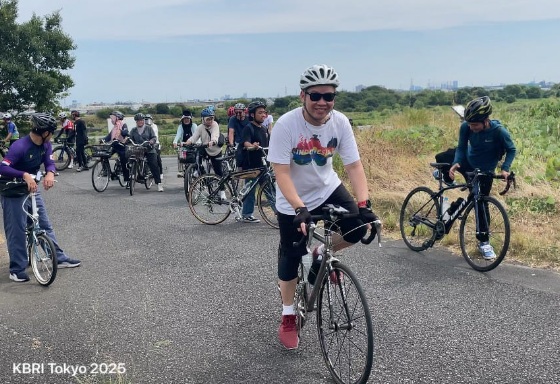 Jelang HUT ke-80 RI, WNI di Tokyo gelar gowes santai Jelang HUT ke-80 RI, WNI di Tokyo gelar gowes santai