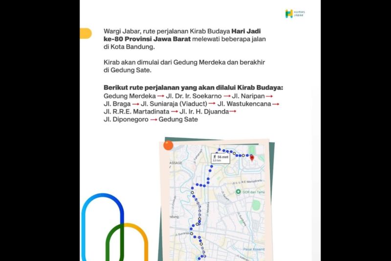 Sejumlah jalan di Bandung akan ditutup untuk kirab HUT ke-80 Jabar Sejumlah jalan di Bandung akan ditutup untuk kirab HUT ke-80 Jabar