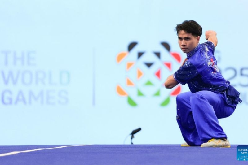 Seraf Naro Siregar sabet perak wushu World Games 2025 Seraf Naro Siregar sabet perak wushu World Games 2025