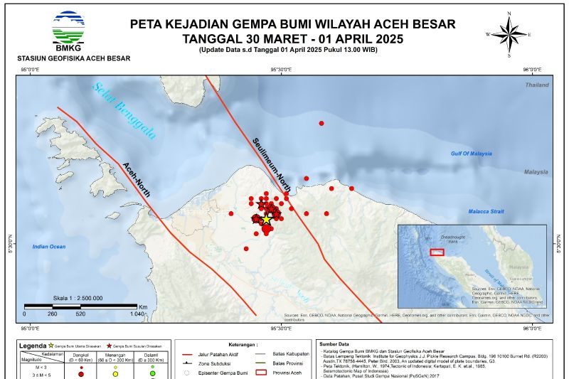 Aceh Besar diguncang 47 kali gempa akibat aktivitas Sesar Seulimeum Aceh Besar diguncang 47 kali gempa akibat aktivitas Sesar Seulimeum