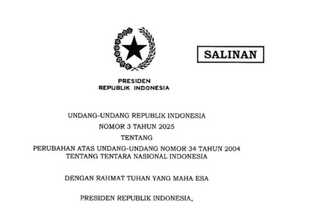 Presiden Prabowo tanda tangani UU TNI Nomor 3 Tahun 2025Â Presiden Prabowo tanda tangani UU TNI Nomor 3 Tahun 2025Â