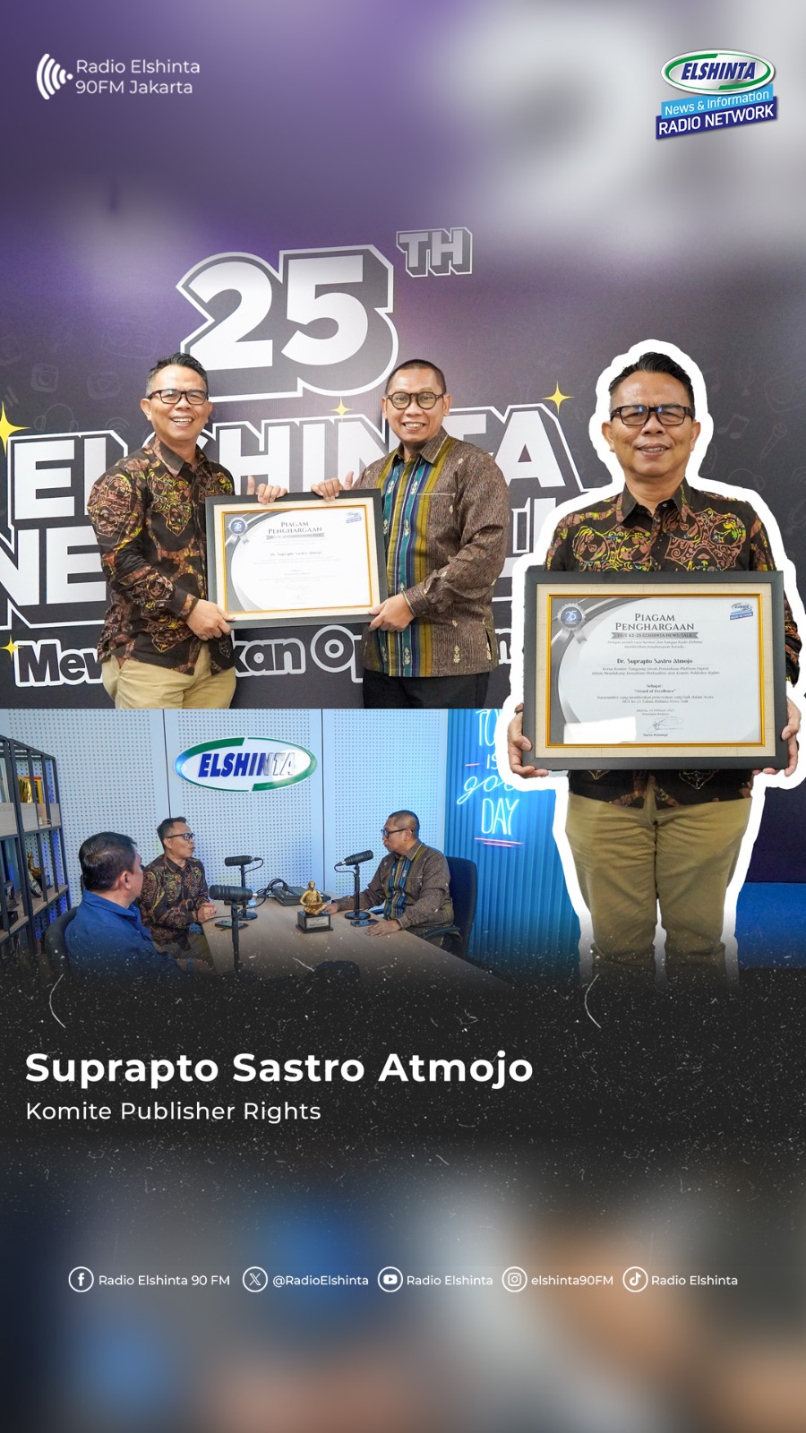 Suprapto Sastro Atmojo hadir di studio podcast Elshinta Suprapto Sastro Atmojo hadir di studio podcast Elshinta