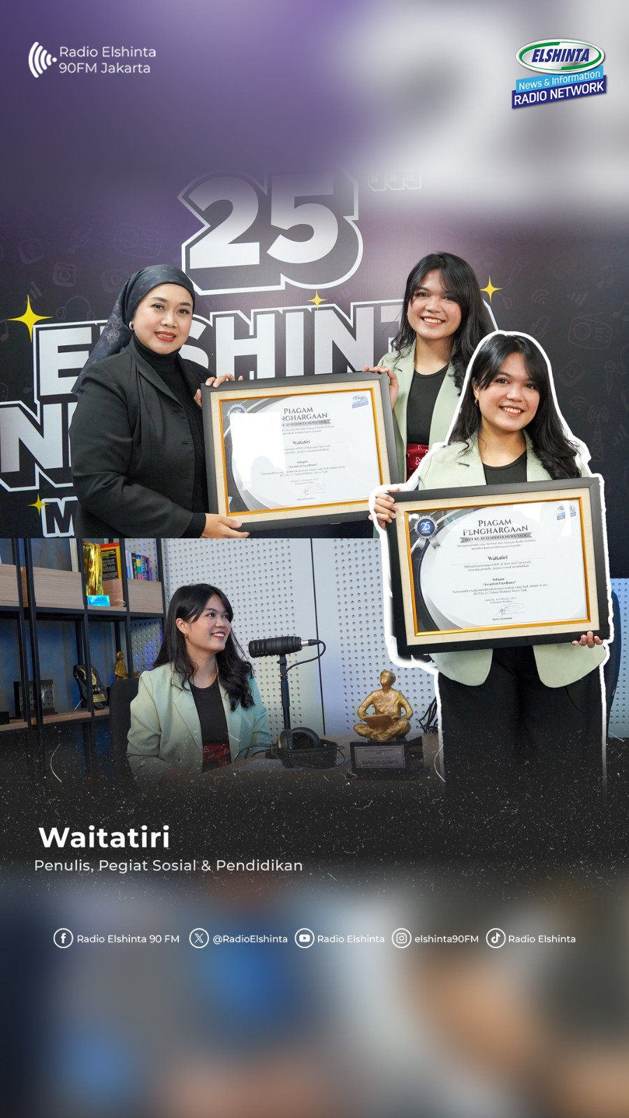 Seorang penulis, pegiat sosial dan pendidikan, Waitatiri juga ikut memeriahkan Hut Elshinta Seorang penulis, pegiat sosial dan pendidikan, Waitatiri juga ikut memeriahkan Hut Elshinta