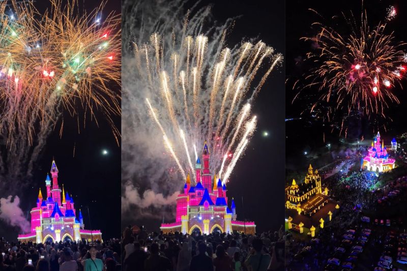 Pesta kembang api bikin takjub pengunjung wisata Cikao Park Purwakarta