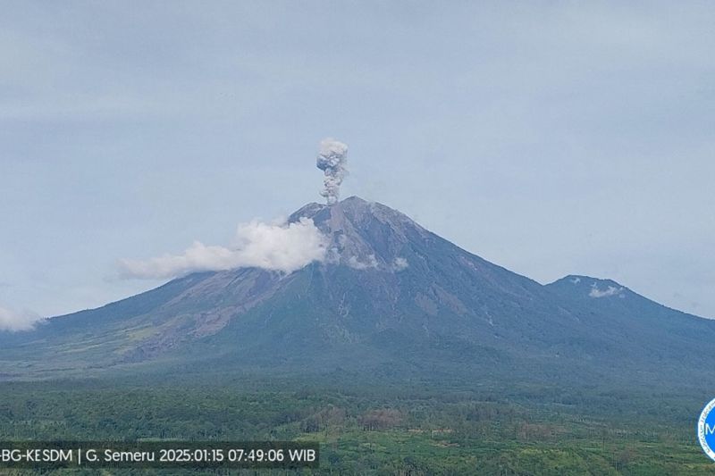 Gunung Semeru erupsi dengan letusan setinggi 900 meter Gunung Semeru erupsi dengan letusan setinggi 900 meter