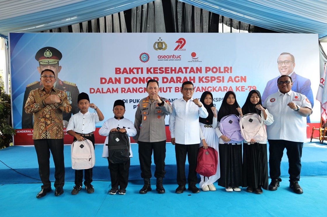 Rangkaian Hari Bhayangkara ke-79, Polri dan KSPSI gelar bakti sosial Rangkaian Hari Bhayangkara ke-79, Polri dan KSPSI gelar bakti sosial