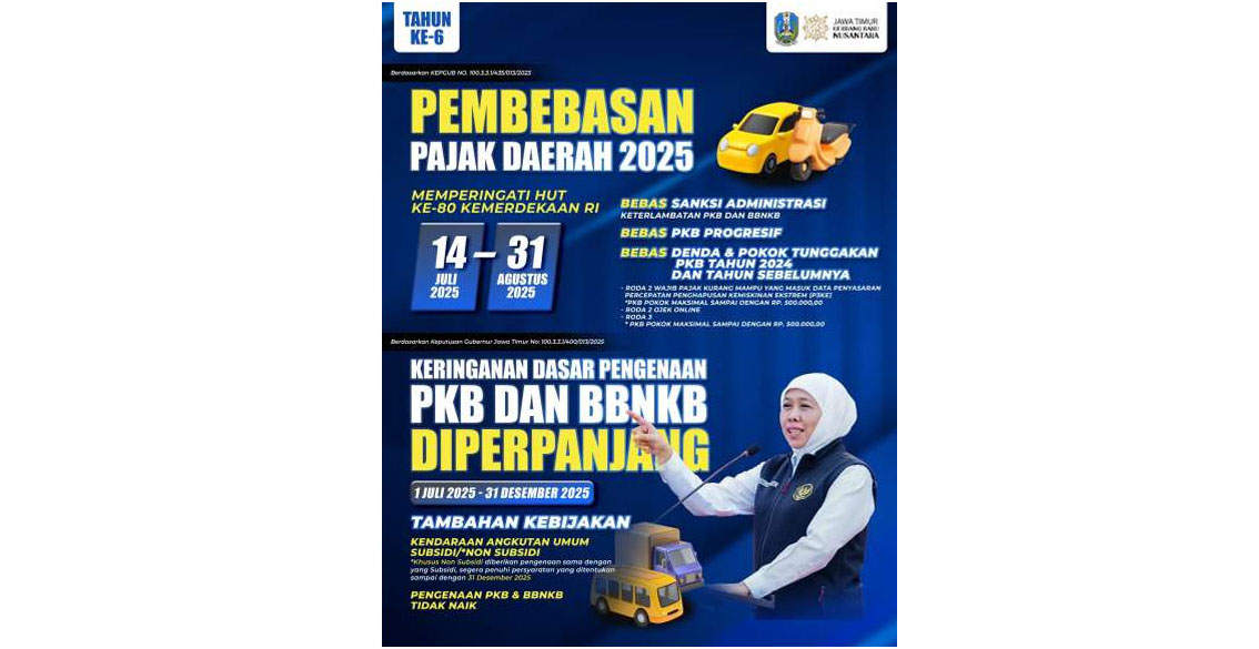 Pemutihan pajak kendaraan bermotor tahun ke-6 dimulai 14 Juli