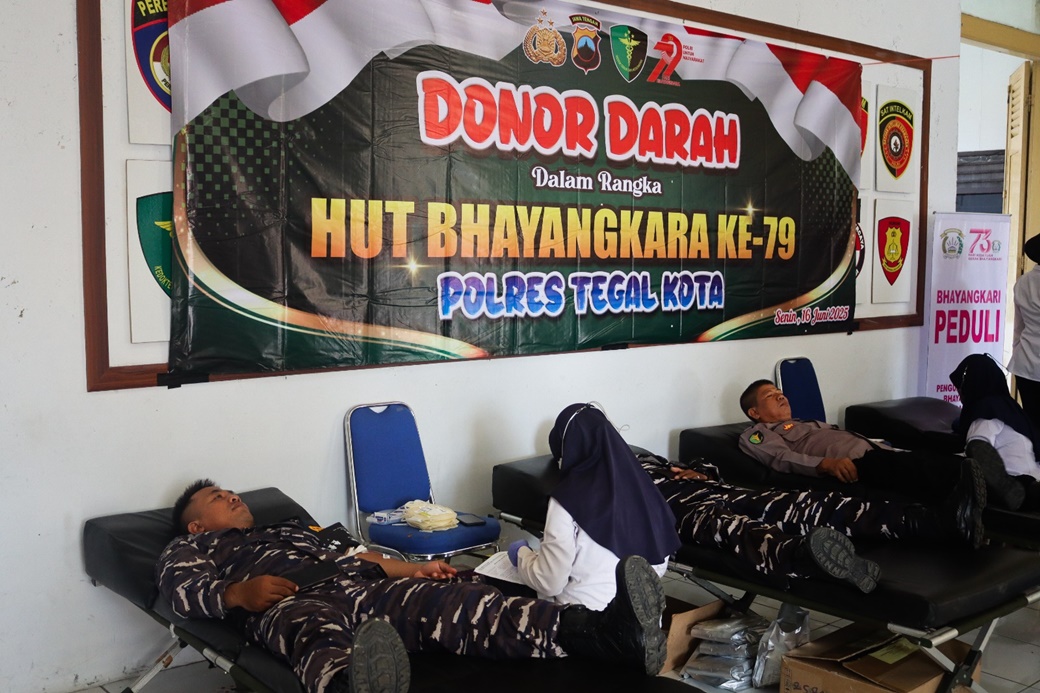 Sambut Hari Bhayangkara ke-79, Polres Tegal Kota gelar donor darah
