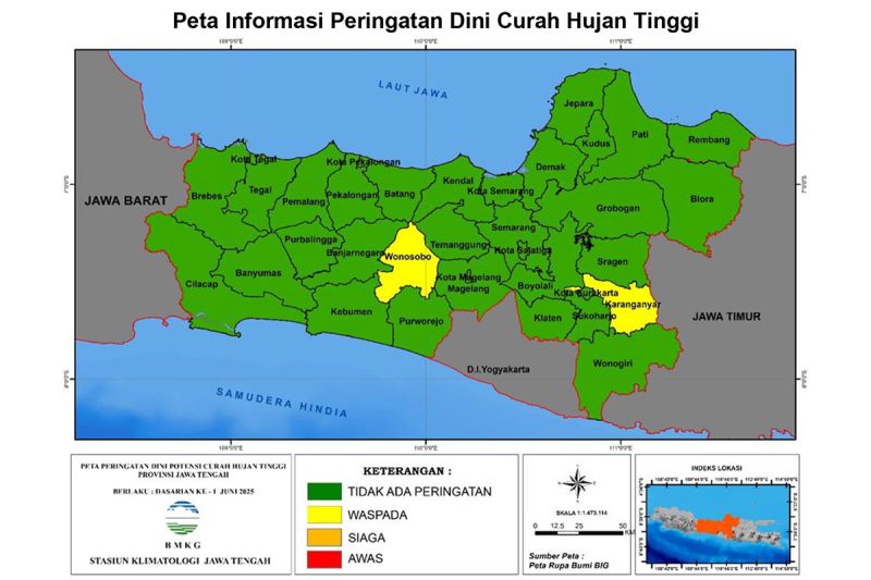 BMKG: Hujan lebat masih berpotensi di sejumlah wilayah Jateng BMKG: Hujan lebat masih berpotensi di sejumlah wilayah Jateng
