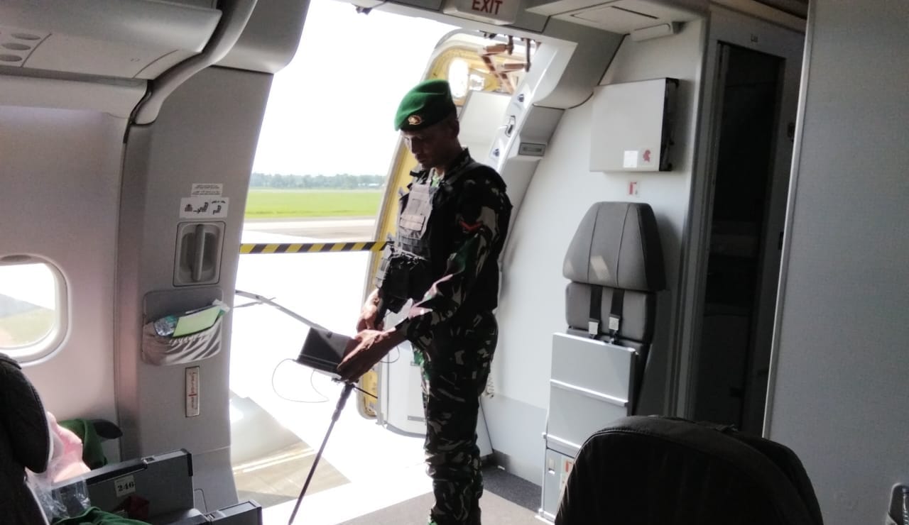 Suasana Tim Jihandak Kodam I Bukit Barisan amankan pesawat Saudi Airlines terancam bom