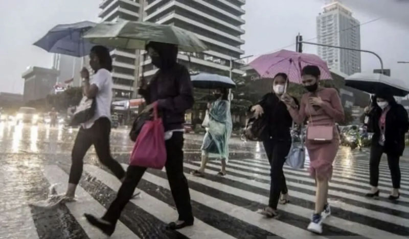 Seluruh Jakarta pada Minggu diguyur hujan dari pagi hingga sore