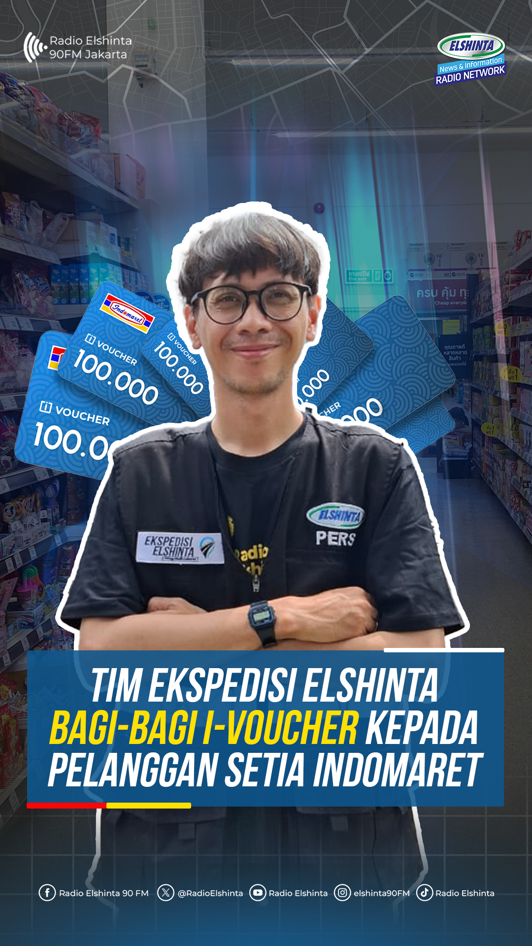 Tim Ekspedisi Elshinta bagi-bagi I-Voucher kepada pelanggan setia Indomaret Tim Ekspedisi Elshinta bagi-bagi I-Voucher kepada pelanggan setia Indomaret