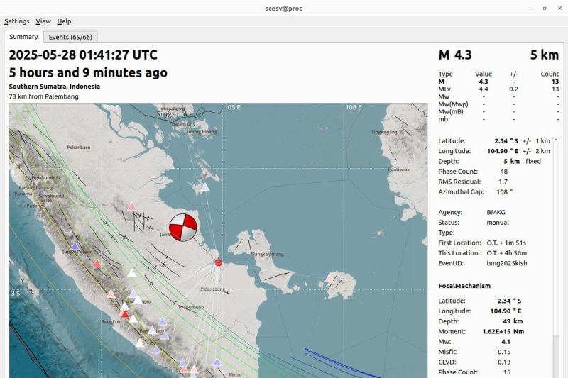 BMKG: Gempa M4,3 di Banyuasin dipicu sesar aktif tak terpetakan BMKG: Gempa M4,3 di Banyuasin dipicu sesar aktif tak terpetakan