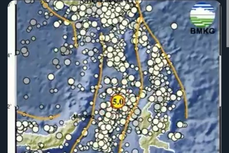 Gempa magnitudo 5,0 guncang Halmahera Barat Gempa magnitudo 5,0 guncang Halmahera Barat