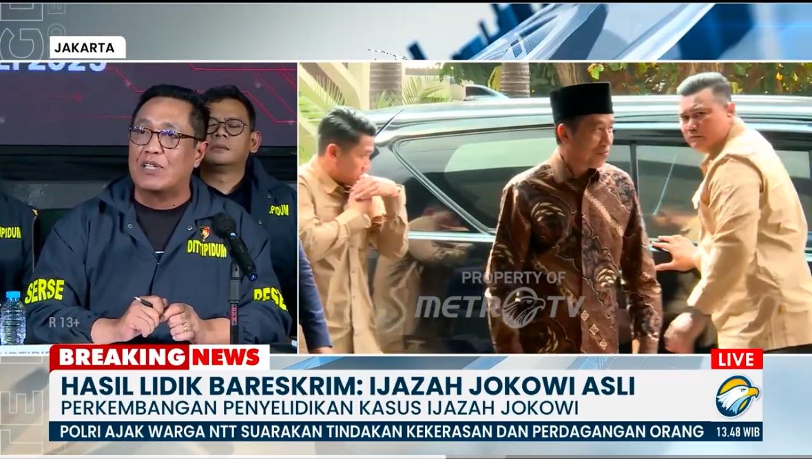 Hasil Sidik Bareskrim Polri: Ijazah Jokowi asli Hasil Sidik Bareskrim Polri: Ijazah Jokowi asli