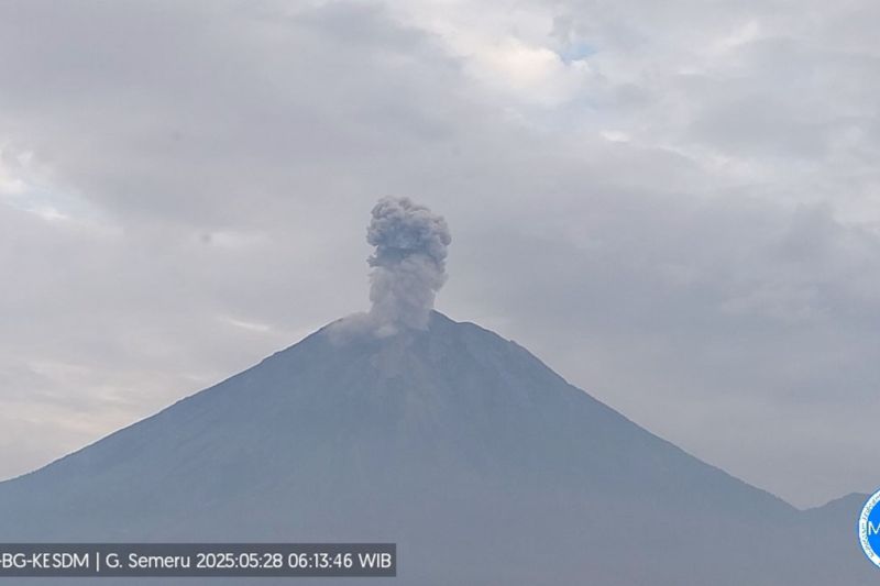Gunung Semeru kembali erupsi dengan letusan setinggi 1.200 meter Gunung Semeru kembali erupsi dengan letusan setinggi 1.200 meter