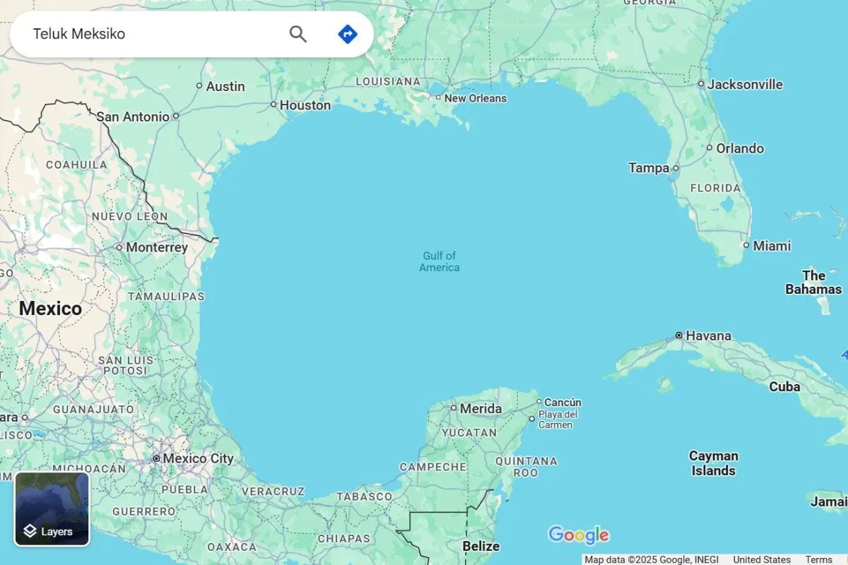 Ganti nama Teluk Meksiko di Google Maps, Google digugat Meksiko Ganti nama Teluk Meksiko di Google Maps, Google digugat Meksiko