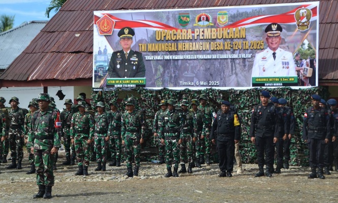 Kodim 1710/Mimika gelar upacara pembukaan TMMD Reguler ke-124 di Kampung Pigapu Kodim 1710/Mimika gelar upacara pembukaan TMMD Reguler ke-124 di Kampung Pigapu