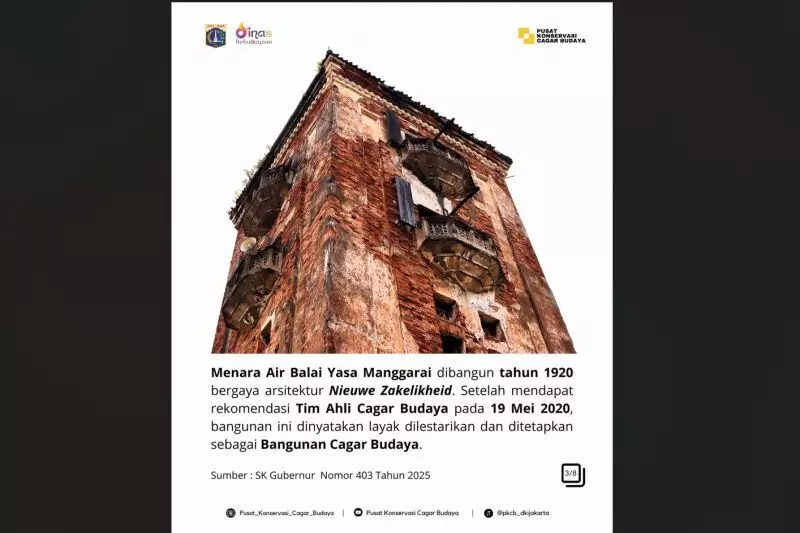 Menara Air Manggarai ditetapkan jadi bangunan cagar budaya Menara Air Manggarai ditetapkan jadi bangunan cagar budaya