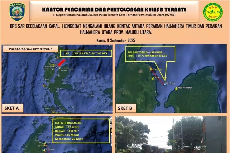 Tim SAR cari korban long boat hilang kontak di perairan Halmahera Tim SAR cari korban long boat hilang kontak di perairan Halmahera