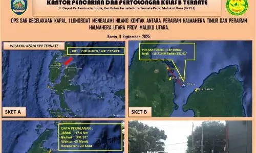 Tim SAR cari korban long boat hilang kontak di perairan Halmahera Tim SAR cari korban long boat hilang kontak di perairan Halmahera