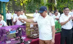 Panglima TNI bagikan paket sembako dan lepas ratusan ekor burung di Mabes TNI