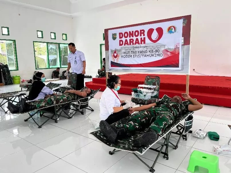 Sambut HUT TNI Ke-80, Kodim 1715/Yahukimo gelar donor darah Sambut HUT TNI Ke-80, Kodim 1715/Yahukimo gelar donor darah