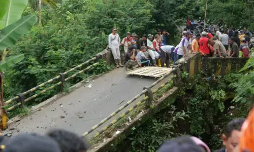 Warga bangun jembatan darurat pascajembatan putus di Lumajang