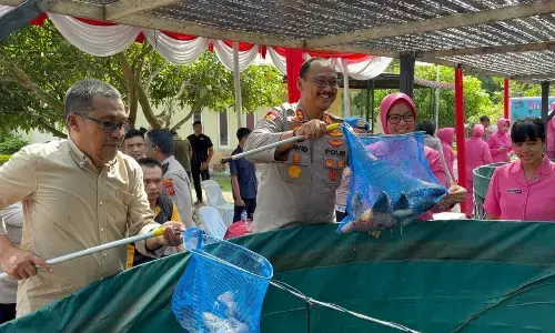 Polres Langkat panen ikan bioflok, wujud kepedulian untuk ketahanan pangan Polres Langkat panen ikan bioflok, wujud kepedulian untuk ketahanan pangan