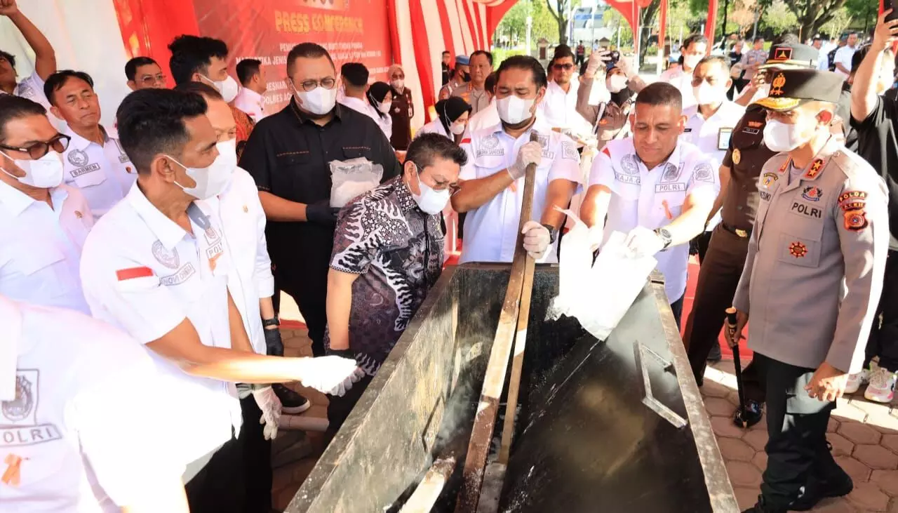 Polda Aceh sebut barang bukti sabu 80,5 kg yang dimusnahkan dari Thailand
