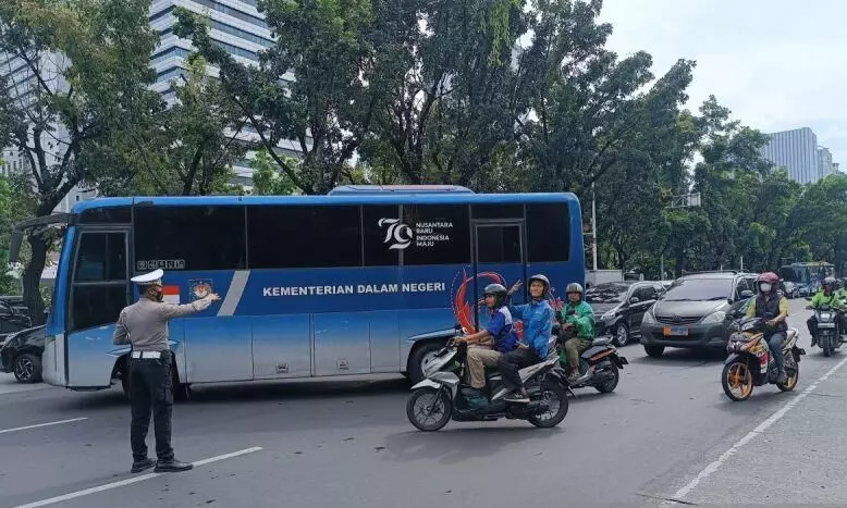 Petugas tutup jalan depan Kedubes Amerika imbas aksi Palestina