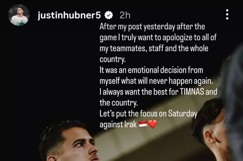 Justin Hubner minta maaf dan ajak fokus ke laga lawan Irak Justin Hubner minta maaf dan ajak fokus ke laga lawan Irak