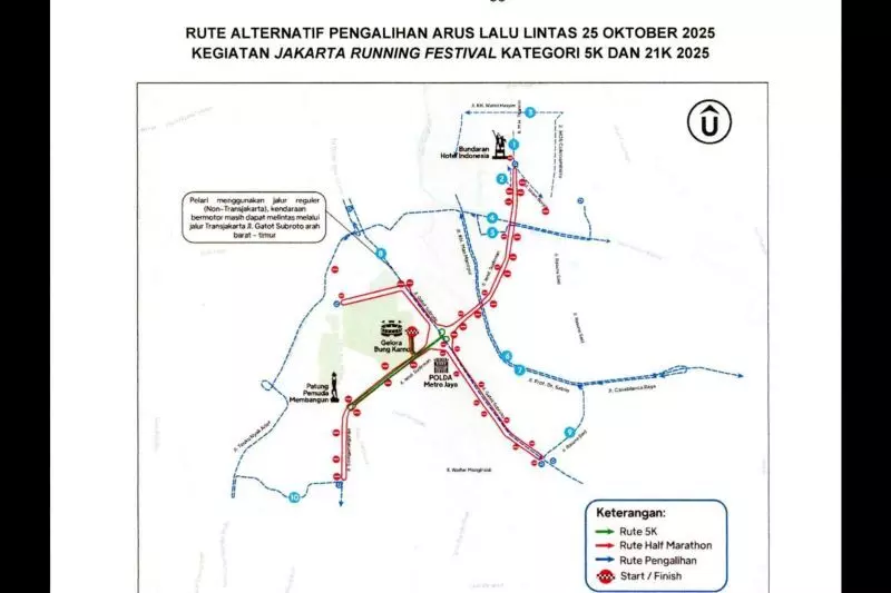 18 ruas jalan dialihkan saat Jakarta Running Festival 2025 18 ruas jalan dialihkan saat Jakarta Running Festival 2025