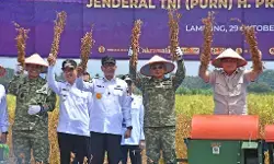 Panglima TNI dampingi Menhan panen kedelai Garuda Merah Putih di Lampung Utara Panglima TNI dampingi Menhan panen kedelai Garuda Merah Putih di Lampung Utara