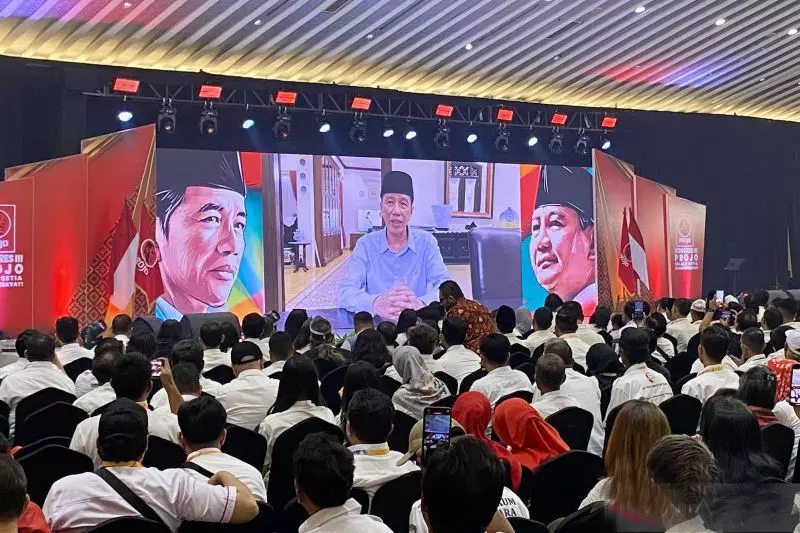 Jokowi sapa Kongres III Projo lewat tayangan video Jokowi sapa Kongres III Projo lewat tayangan video