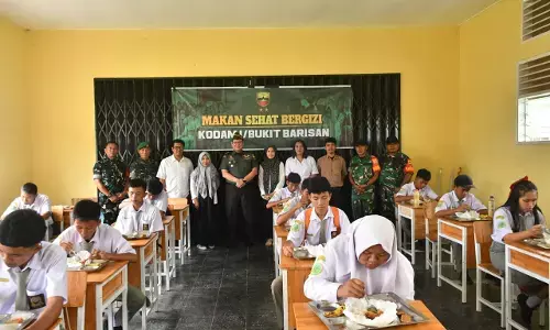 Kodam I Bukit Barisan gelar MBG untuk 1.500 siswa Sekolah Kartika di Medan Helvetia