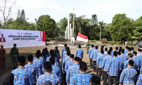 Kapolres Metro Depok hadiri  upacara peringatan Hari Pahlawan di TMP Kalimulya