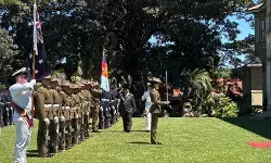 Prabowo beri hormat bendera tentara Australia saat Upacara Kenegaraan
