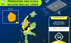 BMKG peringatkan potensi hujan lebat di Maluku Utara pekan ini