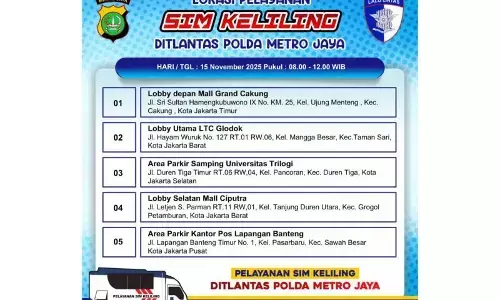 SIM keliling hanya buka di dua lokasi pada Minggu