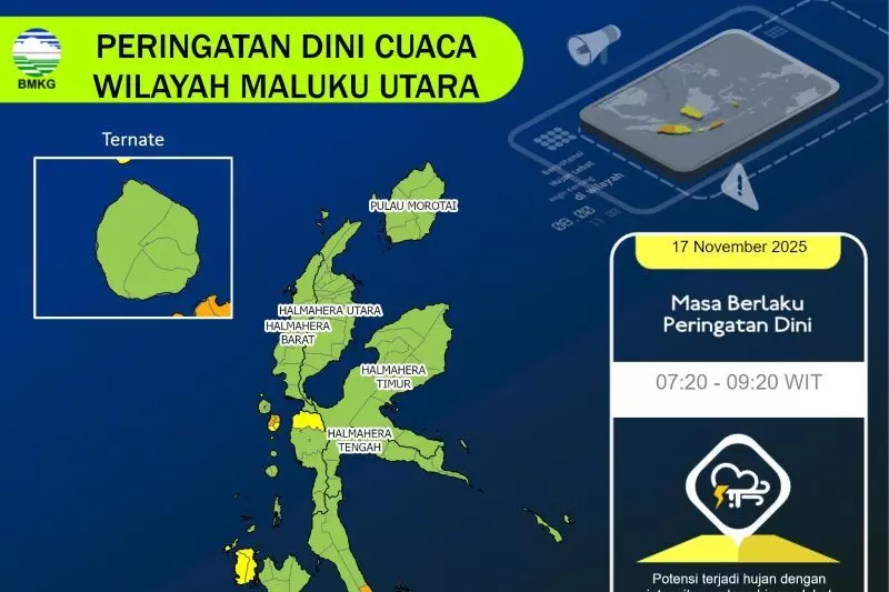 BMKG peringatkan potensi hujan lebat di Malut BMKG peringatkan potensi hujan lebat di Malut