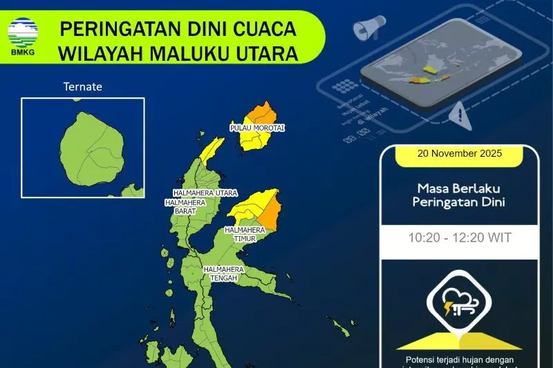 BMKG peringatkan cuaca ekstrem di Malut 20–26 November