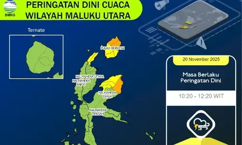 BMKG peringatkan cuaca ekstrem di Malut 20–26 November