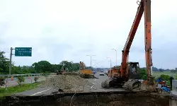 Amblas, tol Medan-Kualanamu-Tebing Tinggi di KM 41+600 arah Medan masih diperbaiki