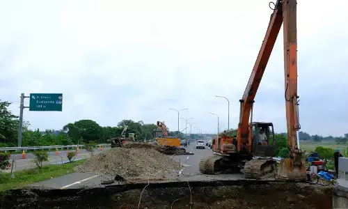 Amblas, tol Medan-Kualanamu-Tebing Tinggi di KM 41+600 arah Medan masih diperbaiki